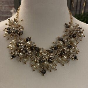 Copy Vintage Rhinestone, Pearl, Gold and Black Necklace